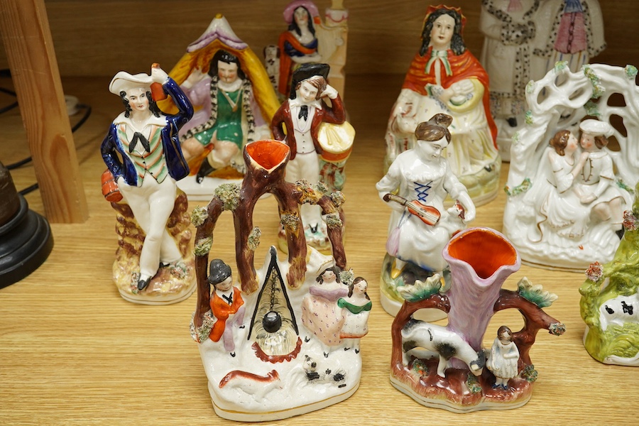 Fifteen various Staffordshire figures. Condition - fair to good